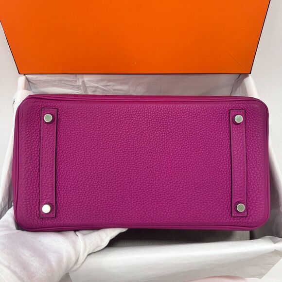 100% Authentic Hermès Birkin 30 in Rose Pourpre Togo with PHW Stamp A - Picture 6 of 14